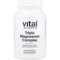 Vital Nutrients, Trigubas magnio kompleksas, 90 veganiškų kapsulių (250 mg vienoje kapsulėje)