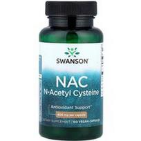 Swanson Vitamins, NAC, 600 mg, 100 veganiškų kapsulių