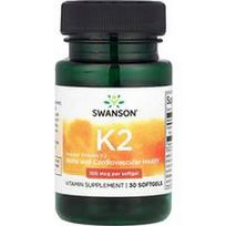 Swanson Vitamins, Natūralus vitaminas K2, 100 mcg, 30 minkštųjų gelių
