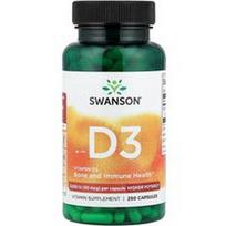 Swanson Vitamins, Vitaminas D3, didesnis stiprumas, 50 mcg (2 000 TV), 250 kapsulių