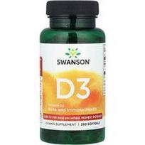Swanson Vitamins, Vitaminas D3, didžiausias stiprumas, 125 mcg (5,000 TV), 250 minkštųjų gelių
