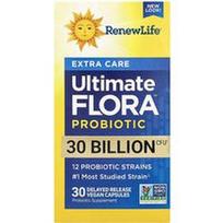 Renew Life, Extra Care Ultimate Flora™ probiotikas, 30 milijardų KSV, 30 uždelsto atpalaidavimo veganiškų kapsulių