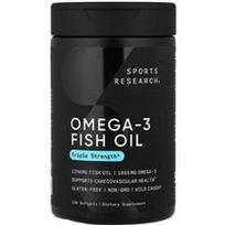 Sports Research, Omega-3 žuvų taukai, trigubo stiprumo, 120 minkštųjų gelių