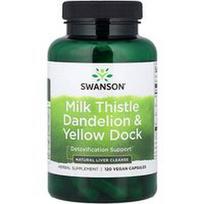 Swanson Vitamins, Pieno erškėčių kiaulpienė ir geltonasis dokas, 120 veganiškų kapsulių