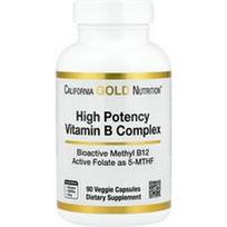 California Gold Nutrition, Didelės koncentracijos vitamino B kompleksas su metilfolatu ir metil B12, 90 vegetariškų kapsulių