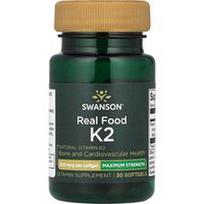 Swanson Vitamins, Tikras maistas K2, maksimalus stiprumas, 200 mcg, 30 minkštųjų gelių