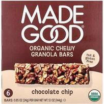 MadeGood, Ekologiški kramtomi granolos batonėliai su šokolado gabaliukais, 6 batonėliai po 24 g (0,85 uncijos)