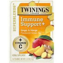 Twinings, Supermišiniai™, Immune Support+ žalioji arbata, imbieras ir mangas, 16 arbatos maišelių, 1.12 oz (32 g)