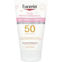 Eucerin, Kūdikiams, jautrus mineralinis losjonas nuo saulės, SPF 50, be kvapiųjų medžiagų, 4 fl oz (118 ml)