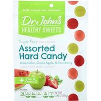 Dr. John's Healthy Sweets, Kietų saldainių asortimentas, + skaidulos ir vitaminas C, arbūzas, žalias obuolys ir braškės, 3.85 uncijos (109 g)