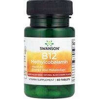 Swanson Vitamins, Vitaminas B12 metilkobalaminas, natūralios juodosios vyšnios, 2500 mcg, 60 tablečių