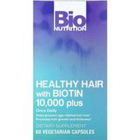 Bio Nutrition, Sveiki plaukai su biotinu 10 000 plius, 60 vegetariškų kapsulių
