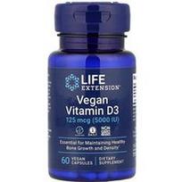 Life Extension, Veganiškas vitaminas D3, 125 mcg (5000 TV), 60 veganiškų kapsulių