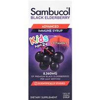 Sambucol, Vaikams, juodųjų šeivamedžių sirupas, pažangus imuninis sirupas, nuo 2 metų, 8 360 mg, 230 ml (7,8 skysčio uncijos)