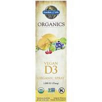 Garden of Life, Veganiškas D3 ekologiškas purškiklis, vanilė, 25 mcg (1,000 TV), 2 fl oz (58 ml)