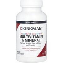 Kirkman Labs, Vaikams skirti kramtomi multivitaminai ir mineralai, natūralūs mangai ir persikai, 120 tablečių