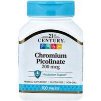 21st Century, Chromo pikolinatas, 200 mcg, 100 tablečių