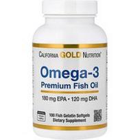 California Gold Nutrition, Omega-3 aukščiausios kokybės žuvų taukai, 100 žuvų želatinos minkštų kapsulių (1100 mg vienoje minkštoje kapsulėje)