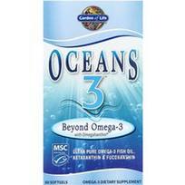 Garden of Life, „Oceans 3™“, daugiau nei Omega-3 su OmegaXanthin™, 60 minkštųjų kapsulių