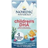 Nordic Naturals, Vaikams skirtas DHA™, nuo 3 metų, braškių skonio, 360 mini kramtomųjų minkštųjų želatinėlių