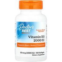 Doctor's Best, Vitaminas D3, 50 mcg (2000 TV), 180 minkštųjų gelių