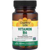Country Life, Vitaminas B6, 100 mg, 100 tablečių