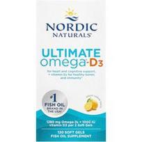 Nordic Naturals, „Ultimate Omega®-D3“, citrinų skonio, 120 minkštųjų kapsulių