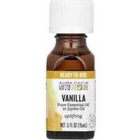 Aura Cacia, Grynas eterinis aliejus simondsijų aliejuje, vanilė, 15 ml (0,5 fl oz)