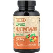 Deva, Veganiškas multivitaminų ir mineralų papildas su žalumynais, be geležies, 90 dengtų tablečių