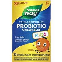 Nature's Way, Primadophilus®, vaikams skirtos kramtomosios probiotinės tabletės, nuo 2 metų, apelsinų skonio, 3 milijardai KFV, 30 kramtomųjų tablečių