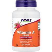NOW Foods, Vitaminas A, 7500 mcg (25000 TV), 250 minkštųjų gelių
