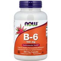 NOW Foods, B-6, 100 mg, 250 daržovių kapsulių