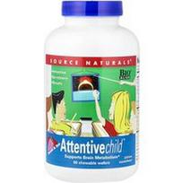 Source Naturals, „Attentive Child™“, saldūs ir rūgštūs, 60 kramtomųjų vaflių