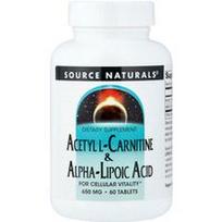 Source Naturals, Acetil-L-karnitinas ir alfa-lipoinė rūgštis, 60 tablečių