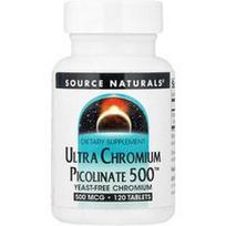 Source Naturals, Ultra chromo pikolinatas 500™, 500 mcg, 120 tablečių
