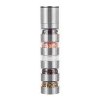 Yousheng Spice Grinder Stainless Steel Portable Travel Spice Kit 5-in-1 Modular Spice Containers Salt And Pepper Grinder for Camping Kitchen Travel 5-Layers