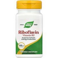 Nature's Way, Riboflavinas, vitaminas B2, 100 mg, 100 kapsulių