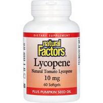 Natural Factors, Likopenas, 10 mg, 60 minkštųjų kapsulių