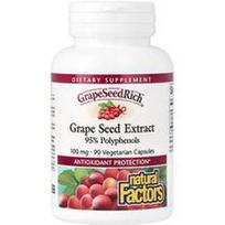 Natural Factors, „GrapeSeedRich“, vynuogių sėklų ekstraktas, 100 mg, 90 vegetariškų kapsulių