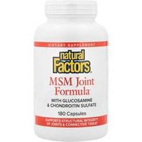 Natural Factors, MSM sąnarių formulė su gliukozaminu ir chondroitino sulfatu, 180 kapsulių