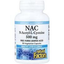 Natural Factors, NAC, N-acetil-L-cisteinas, 500 mg, 90 vegetariškų kapsulių