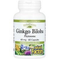 Natural Factors, Ginkmedis (Ginkgo Biloba), fitosomas, 60 mg, 60 kapsulių