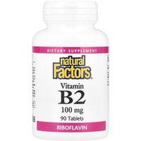 Natural Factors, Vitaminas B2, riboflavinas, 100 mg, 90 tablečių