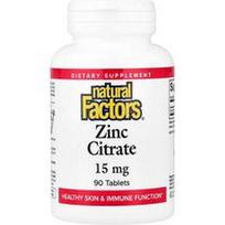 Natural Factors, Cinko citratas, 15 mg, 90 tablečių