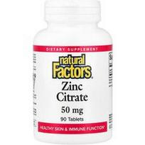 Natural Factors, Cinko citratas, 50 mg, 90 tablečių