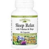 Natural Factors, „Herbal Factors®“, miego atpalaiduojantis preparatas su valerijonais ir apyniais, 90 kapsulių