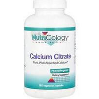 Nutricology, Kalcio citratas, 150 mg, 180 vegetariškų kapsulių