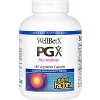 Natural Factors, „WellBetX PGX“, plius šilkmedžio uogos, 180 vegetariškų kapsulių