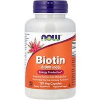 NOW Foods, Biotinas, 5000 mcg, 120 vegetariškų kapsulių