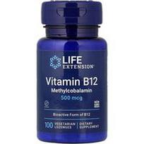 Life Extension, Vitaminas B12, metilkobalaminas, 500 mcg, 100 vegetariškų pastilių